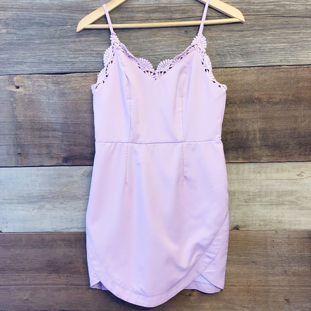 TOBI Lavender Purple Lace On Bodycon Mini Dress - Picture 4 of 8
